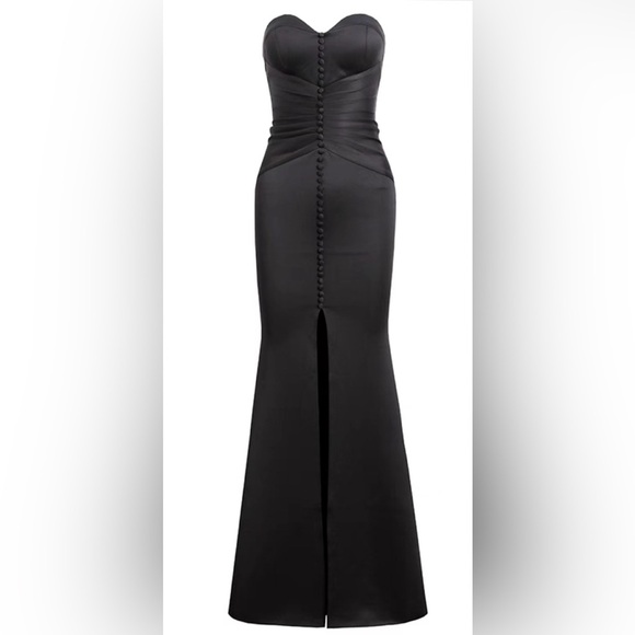 High end evening dress high-end texture celebrity tube top black elegant AMZ06 - Picture 2 of 14